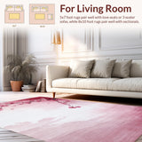 Ultra Soft Area Rug, Non Slip, Stain Resistant, Washable Area Rugs for Living Room, Bedroom, Whimsical Soft Pink Floral Accents(Pink)