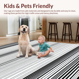Ultra Soft Area Rug, Non Slip, Stain Resistant, Washable Area Rugs for Living Room, Bedroom, Timeless Elegant Striped Motif(Black)