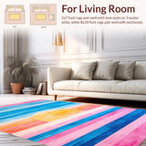 Ultra Soft Area Rug, Non Slip, Stain Resistant, Washable Area Rugs for Living Room, Bedroom, Serene Colorful Brushstroke Harmony(Pink)
