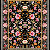 Artistic Floral Bird Motif(Black)