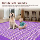Ultra Soft Area Rug, Non Slip, Stain Resistant, Washable Area Rugs for Living Room, Bedroom, Elegant Symmetrical Purple Pattern(Purple)