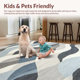 Ultra Soft Area Rug, Non Slip, Stain Resistant, Washable Area Rugs for Living Room, Bedroom, Rustic Monochrome Scalloped Style(Gray)