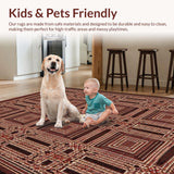Ultra Soft Area Rug, Non Slip, Stain Resistant, Washable Area Rugs for Living Room, Bedroom, Whimsical Textured Jute Weave(Brown)