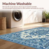 Ultra Soft Area Rug, Non Slip, Stain Resistant, Washable Area Rugs for Living Room, Bedroom, Elegant Transitional Abstract Pattern(Blue)