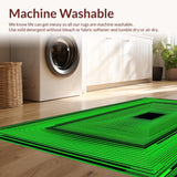 Ultra Soft Area Rug, Non Slip, Stain Resistant, Washable Area Rugs for Living Room, Bedroom, Sleek Monochrome Hypnotic Design(Green)