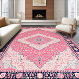 Ultra Soft Area Rug, Non Slip, Stain Resistant, Washable Area Rugs for Living Room, Bedroom, Soft Cotton Backing Dining Room Accent Rug(Pink)