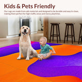 Ultra Soft Area Rug, Non Slip, Stain Resistant, Washable Area Rugs for Living Room, Bedroom, Radiant Color Burst Fluidity Concept(Orange)