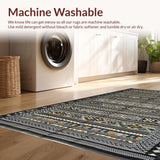 Ultra Soft Area Rug, Non Slip, Stain Resistant, Washable Area Rugs for Living Room, Bedroom, Sleek Black Geometric Aesthetic(Black)