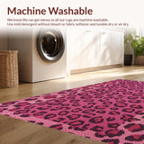 Ultra Soft Area Rug, Non Slip, Stain Resistant, Washable Area Rugs for Living Room, Bedroom, Pink Leopard Print Girls Bedroom Fluffy Rug(Pink)