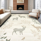 Ultra Soft Area Rug, Non Slip, Stain Resistant, Washable Area Rugs for Living Room, Bedroom, Natural Toned with Abstract Animal Design and Forest Canopy(Beige)