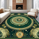 Ultra Soft Area Rug, Non Slip, Stain Resistant, Washable Area Rugs for Living Room, Bedroom, Circular Sector Design Anti Slip Absorbent Natural Beige(Green)