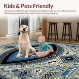 Ultra Soft Area Rug, Non Slip, Stain Resistant, Washable Area Rugs for Living Room, Bedroom, Evil Eye Ethnic Motif Accent(Blue)