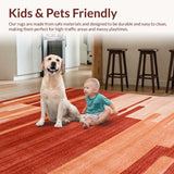 Ultra Soft Area Rug, Non Slip, Stain Resistant, Washable Area Rugs for Living Room, Bedroom, Eclectic Modern Abstract Fusion(Red)