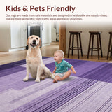 Ultra Soft Area Rug, Non Slip, Stain Resistant, Washable Area Rugs for Living Room, Bedroom, Floral Gray Purple Contrast(Purple)