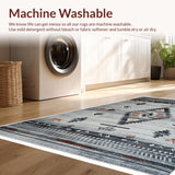 Ultra Soft Area Rug, Non Slip, Stain Resistant, Washable Area Rugs for Living Room, Bedroom, Distressed Tribal Gray Living Room Non-Slip Rug(Gray)
