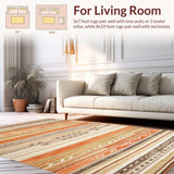 Ultra Soft Area Rug, Non Slip, Stain Resistant, Washable Area Rugs for Living Room, Bedroom, Vibrant Trellis Motif in Earth Tones(Orange)