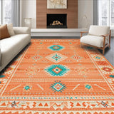 Ultra Soft Area Rug, Non Slip, Stain Resistant, Washable Area Rugs for Living Room, Bedroom, Artistic Medallion Inspired Composition(Orange)