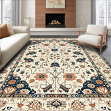 Ultra Soft Area Rug, Non Slip, Stain Resistant, Washable Area Rugs for Living Room, Bedroom, Contemporary Earthy Floral Aesthetics(Beige)