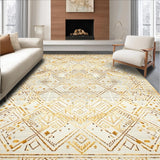 Ultra Soft Area Rug, Non Slip, Stain Resistant, Washable Area Rugs for Living Room, Bedroom, Elegant Earth Tone Geometric Mosaic(White)