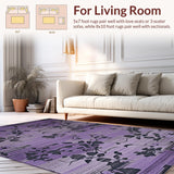 Ultra Soft Area Rug, Non Slip, Stain Resistant, Washable Area Rugs for Living Room, Bedroom, Whimsical Diamond Floral Arrangement(Purple)
