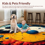Ultra Soft Area Rug, Non Slip, Stain Resistant, Washable Area Rugs for Living Room, Bedroom, Colorful Yin Yang Bedroom Non-Slip Floor Mat(Black)