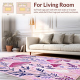 Ultra Soft Area Rug, Non Slip, Stain Resistant, Washable Area Rugs for Living Room, Bedroom, Charming Nature-Inspired Soft Textures(Pink)
