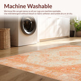 Ultra Soft Area Rug, Non Slip, Stain Resistant, Washable Area Rugs for Living Room, Bedroom, Sophisticated Distressed Floral Theme(Orange)