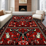 Ultra Soft Area Rug, Non Slip, Stain Resistant, Washable Area Rugs for Living Room, Bedroom, Vintage Lodge Cabin Non-Slip Floor Mat(Red)