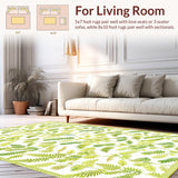 Ultra Soft Area Rug, Non Slip, Stain Resistant, Washable Area Rugs for Living Room, Bedroom, Lush Botanical Leaf Motif(White)