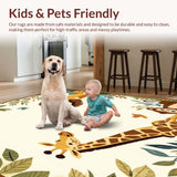 Ultra Soft Area Rug, Non Slip, Stain Resistant, Washable Area Rugs for Living Room, Bedroom, Dreamy Jungle Kids Area Beige Safari Animals Playful Floor(Beige)