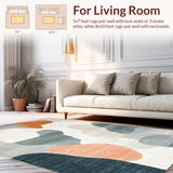 Ultra Soft Area Rug, Non Slip, Stain Resistant, Washable Area Rugs for Living Room, Bedroom, Cream, Charcoal, & Peach Abstract Rug:  Stylish Floor Covering(Gray)