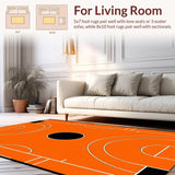 Ultra Soft Area Rug, Non Slip, Stain Resistant, Washable Area Rugs for Living Room, Bedroom, Energetic Orange and Black Design(Orange)