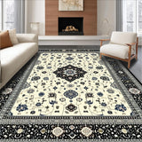 Ultra Soft Area Rug, Non Slip, Stain Resistant, Washable Area Rugs for Living Room, Bedroom, Rustic Neutral Tone Floral Pattern(White)