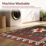 Ultra Soft Area Rug, Non Slip, Stain Resistant, Washable Area Rugs for Living Room, Bedroom, Rustic Earthy Star Medallion(Gray)