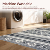 Ultra Soft Area Rug, Non Slip, Stain Resistant, Washable Area Rugs for Living Room, Bedroom, Dynamic Medallion Inspired Gray Design(Gray)