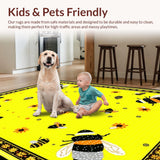 Ultra Soft Area Rug, Non Slip, Stain Resistant, Washable Area Rugs for Living Room, Bedroom, Playful Half Moon Floral Touch(Yellow)