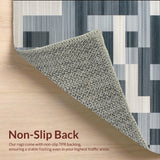 Ultra Soft Area Rug, Non Slip, Stain Resistant, Washable Area Rugs for Living Room, Bedroom, Industrial Chic Runner Rug Durable Washable Carpet with Geometric Pattern(Gray)