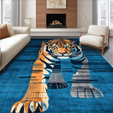 Ultra Soft Area Rug, Non Slip, Stain Resistant, Washable Area Rugs for Living Room, Bedroom, Modern Dark Blue Animal Motif(Orange)