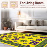 Ultra Soft Area Rug, Non Slip, Stain Resistant, Washable Area Rugs for Living Room, Bedroom, Whimsical Festive Color Palette(Yellow)