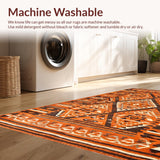 Ultra Soft Area Rug, Non Slip, Stain Resistant, Washable Area Rugs for Living Room, Bedroom, Lively Orange Trellis Design(Orange)