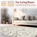 Ultra Soft Area Rug, Non Slip, Stain Resistant, Washable Area Rugs for Living Room, Bedroom, Rustic Ogee Patterned Charm(Beige)