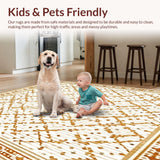 Ultra Soft Area Rug, Non Slip, Stain Resistant, Washable Area Rugs for Living Room, Bedroom, Modern Farmhouse Area Featuring Subtle Geometric Lattice and Neutral Palette(Beige)