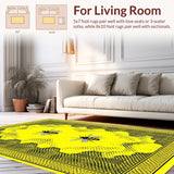 Ultra Soft Area Rug, Non Slip, Stain Resistant, Washable Area Rugs for Living Room, Bedroom, Youthful Bee-Themed Geometric Style(Yellow)