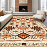 Ultra Soft Area Rug, Non Slip, Stain Resistant, Washable Area Rugs for Living Room, Bedroom, Stylish Diamond Lattice in Earthy Tones(Orange)