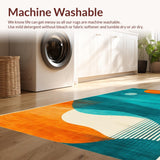 Ultra Soft Area Rug, Non Slip, Stain Resistant, Washable Area Rugs for Living Room, Bedroom, Contemporary Multicolor Swirl Design(Blue)