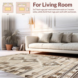 Ultra Soft Area Rug, Non Slip, Stain Resistant, Washable Area Rugs for Living Room, Bedroom, Chic Scalloped Textured Motif(Beige)