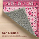 Ultra Soft Area Rug, Non Slip, Stain Resistant, Washable Area Rugs for Living Room, Bedroom, Pastel Botanical Kids Room Non-Slip Carpet(Pink)