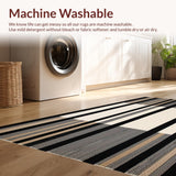 Ultra Soft Area Rug, Non Slip, Stain Resistant, Washable Area Rugs for Living Room, Bedroom, Reversible Patio Area with Minimalist Striped and UV Protection(Black)
