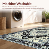 Ultra Soft Area Rug, Non Slip, Stain Resistant, Washable Area Rugs for Living Room, Bedroom, Intricate Mandala Motif in Cream(White)