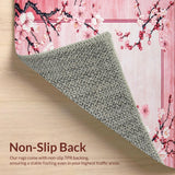 Ultra Soft Area Rug, Non Slip, Stain Resistant, Washable Area Rugs for Living Room, Bedroom, Lively Blossom Branch Visuals(Pink)